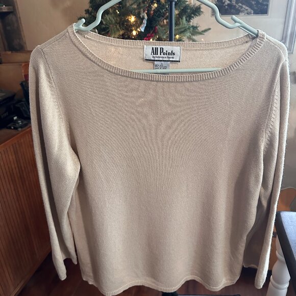 Knit Pullover Sweater All Points By Reference Point Size L Silk Cashmere Blend B - Picture 2 of 8